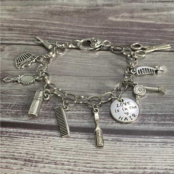 Hair Stylist Charm Bracelet “Love Is In The Hair” Hairdresser Salon Beau… - Picture 3 of 6
